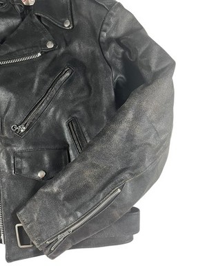 Vintage 1970's The Leather Shop Men's Black Leather Motorcycle