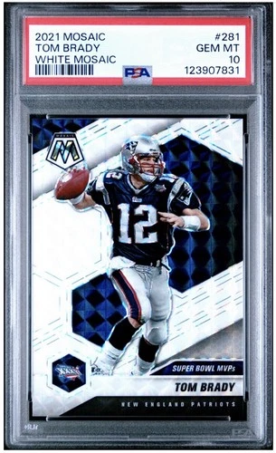 2021 Panini White Mosaic Prizm #281 Tom Brady Patriots 21/25 PSA 10 GEM MINT