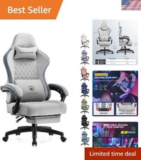 Luxury Gaming Chair with Pocket Spring Cushion  Adjustable Footrest - Ddpgray