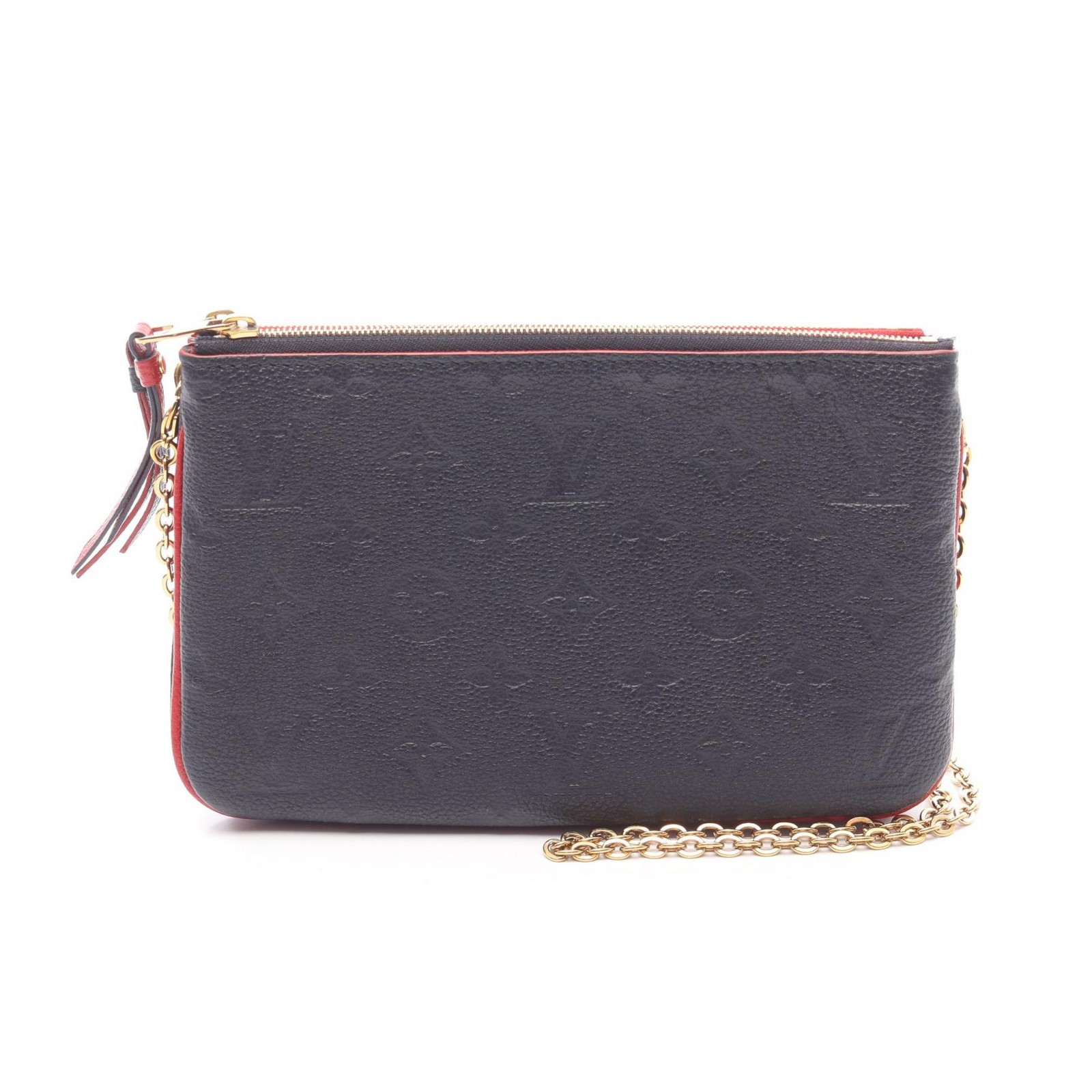 LOUIS VUITTON Pochette Double zip Shoulder Bag M63916 Monogram empreinte Red LV