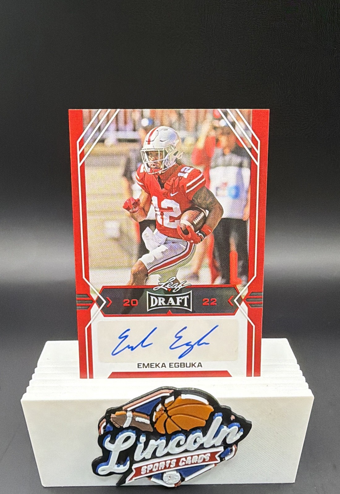2022 Leaf Draft - Autographs Emeka Egbuka #BA-EE3 Red (AU, RC)