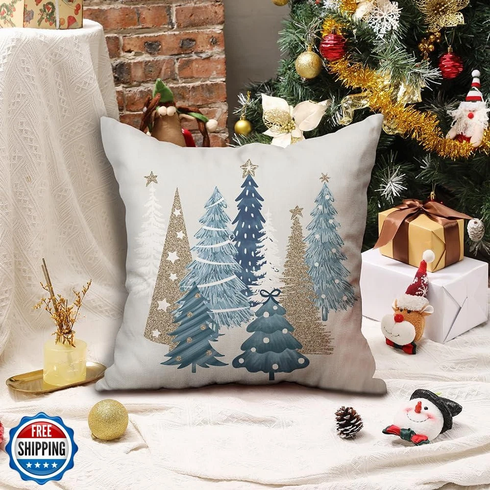 Conjunto de 2 capas de travesseiro de Natal DFXSZ 18x18 polegadas árvore de Natal lance decorativo - Imagem 2 de 4