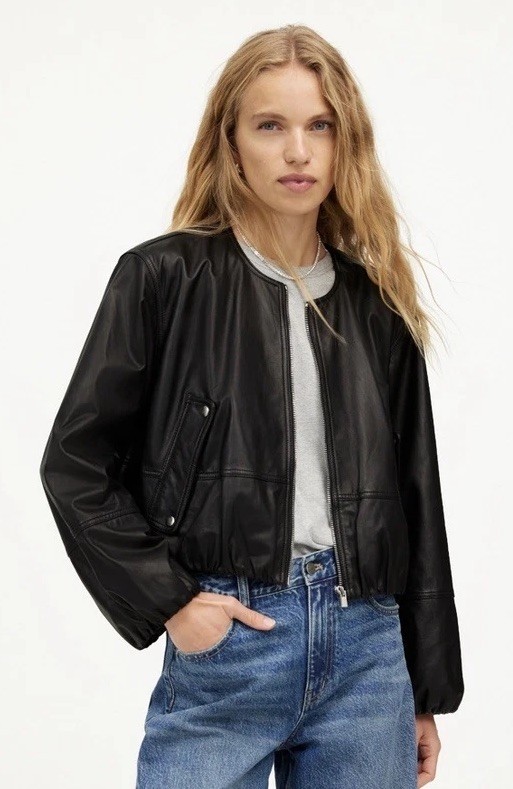 NWT Madewell Leather Bubble Sleeve Jacket Black L *SOLD OUT*