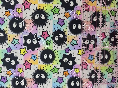 Custom 100% Cotton Woven Studio Ghibli Totoro Soot Sprites By The 1/4 Yard 9x56 