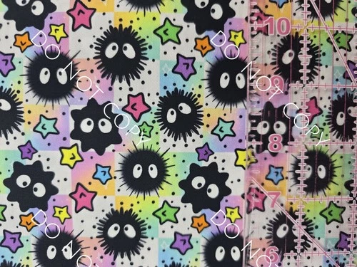 Custom 100% Cotton Woven Studio Ghibli Totoro Soot Sprites By The 1/4 Yard 9x56
