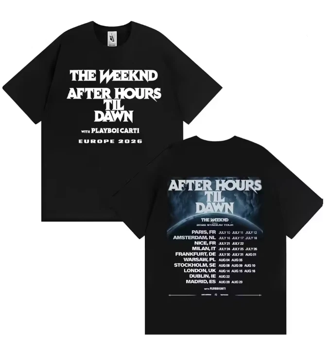 Weeknds After Hours Til Dawn Europe 2026 Stadium Tour Double Sided T-shirt