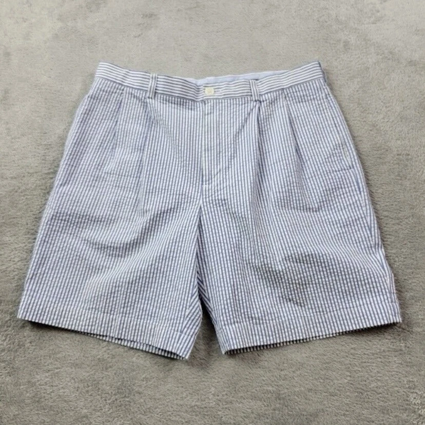 Jos A Bank Stays Cool Pleated 8" Seersucker Shorts Mens Size 36 Striped Preppy