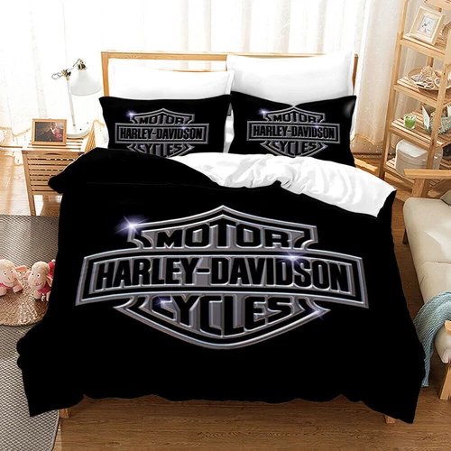 Harley Davidson Duvet Quilt Cover Bedding Set Single Double King Pillowcase Gift - Picture 3 of 20
