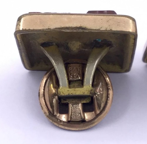 ANTIQUE VICTORIAN GOLD STONE & BANDED AGATE GOLD FILLED CUFFLINKS (CL7) - Picture 5 of 6