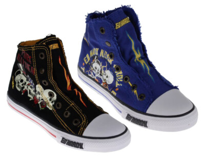 Ed Hardy HIGHRISE Kids Canvas High Top Slip On Sneakers Shoes