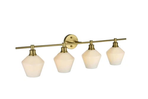 Living District Gene 4 Light Satin Gold And Frosted White Glass Wall Sconce - Picture 8 of 8