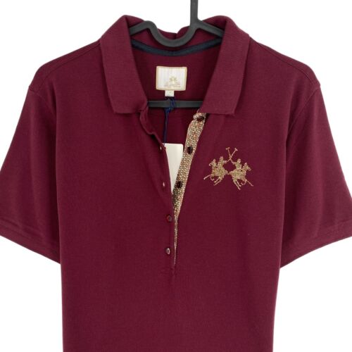LA MARTINA Dark Red Co Modal Piquet Polo Shirt Size 1 / XS - Picture 2 of 11