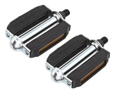 ALTA 1/2" CHROME/BLACK VINTAGE SCHWINN STYLE BLOCK PEDALS, CRUISER LOWRIDER BIKE