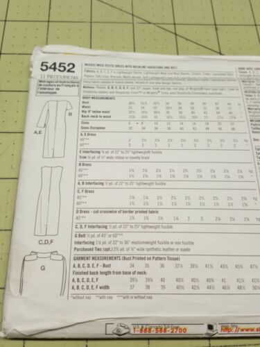 Simplicity Pattern 5452 Dresses 6 Made Easy + Belts Sizes 6 8 10 12 UNCUT - Picture 3 of 3
