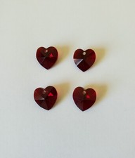 Swarovski 6202 6228 10mm Heart Pendant Charm, Garnet 4pcs 