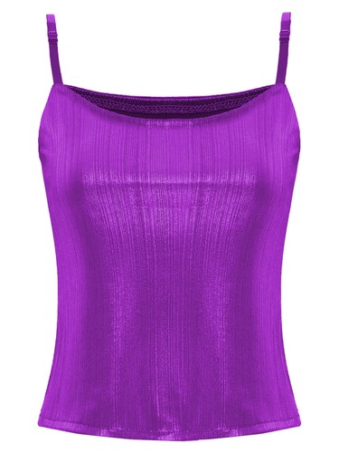 Women Vest Halloween Top Party Tank T-Shirt Shiny Cami V Neck Spaghetti Straps - Picture 75 of 94