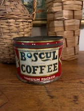 Vintage Boscul Coffee tin with top, 1 lb size, WM.S. Scull Co. Camden, NJ