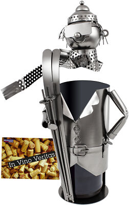 BRUBAKER Wine Bottle Holder Skier - Metal Sculpture - Wine Rack Decor