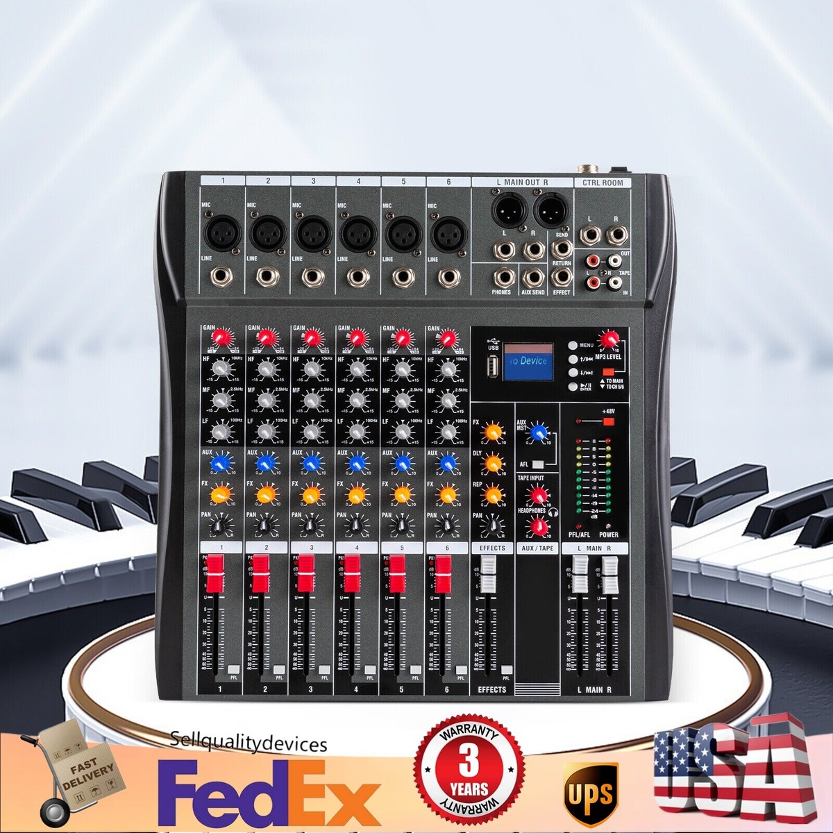 6-Channel Studio Audio Mixer Music Bluetooth USB Digital