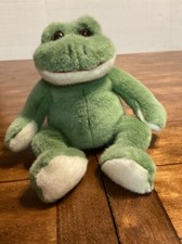 Russ Fraggles Frog Toad Vintage Green  White Plush Doll Stuffed 12  