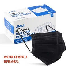 4-Ply Black Face Mask Medical Surgical Disposable 50pcs Earloop Mouth Cover