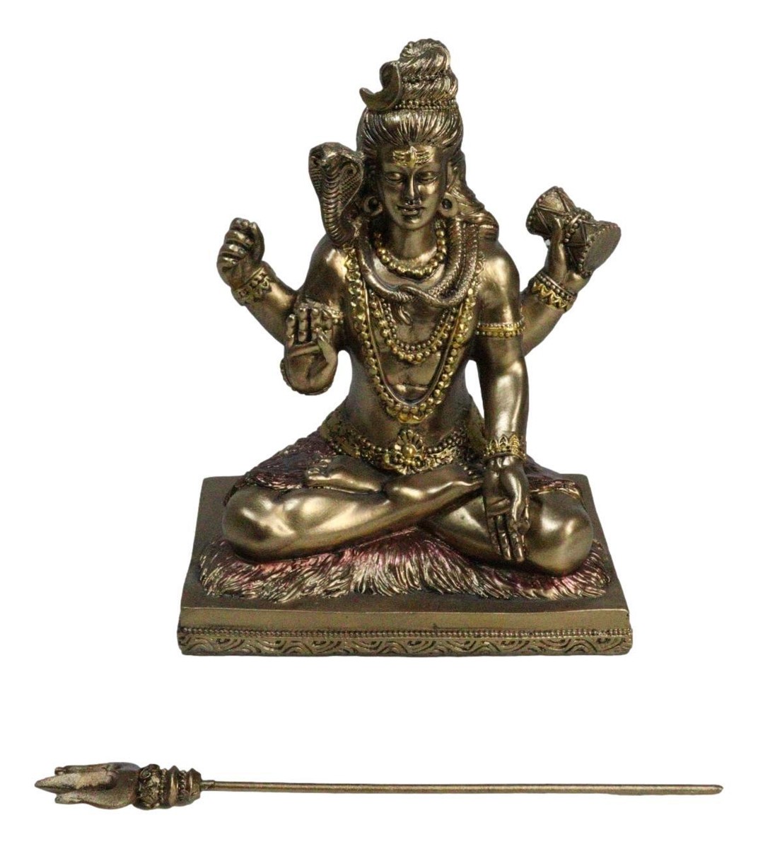 Hindu God Lord Shiva With Trishula Trident Drum Cobra In