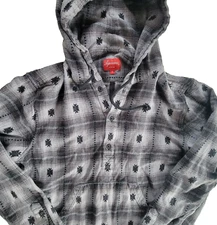 SUPREME Shadow Plaid Hooded Flannel Shirt Men’s  100% Cotton Sz SMALL-----4055