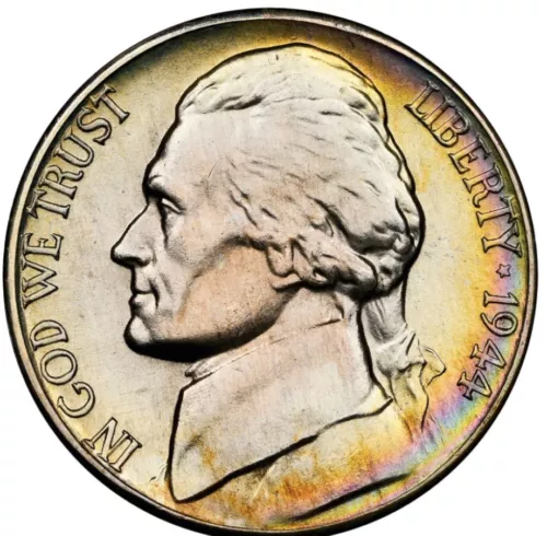 1944-D 5C MS68 NGC - Beautiful Silver War Nickel - Gorgeous Toning