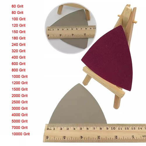 996A Wet Dry Triangle Sanding Discs Pads Hook Loop Sandpaper Sheet 60-10000 Grit - Picture 3 of 7