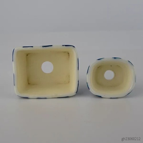 Japanese bonsai pot SHOSEKI YUKI signed Geometric Sometsuke MAME set 1.7in - Picture 7 of 8