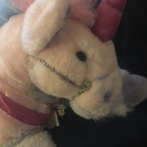 Animal Alley Rosa Púrpura Unicornio Peluche Cuerno Mariposa Cuello Piel Blanca 12" - Imagen 6 de 12