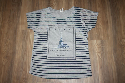 Defacto Damen T-Shirt Shirt Gr. S grau gestreift