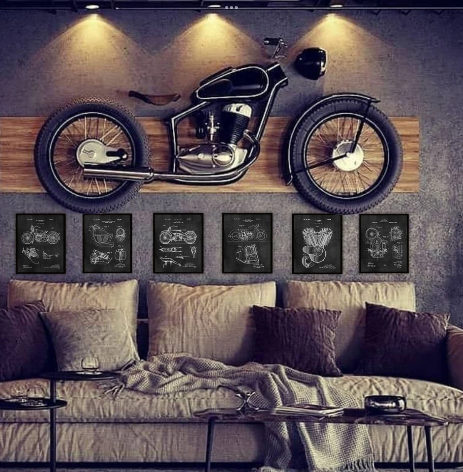 6 Patent Prints Harley Davidson American Motorcycle Lovers Gift 8x10 in Wall Art - Image 4 of 4