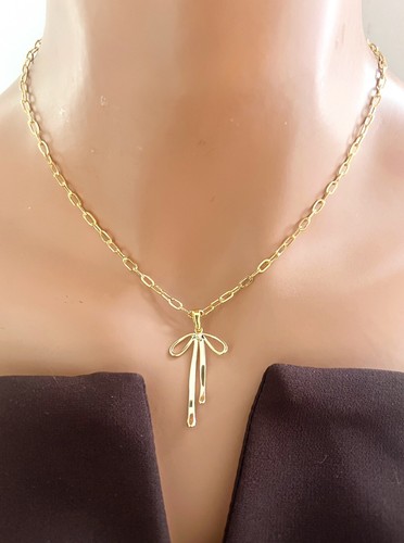 Gold Schleife Halskette Schleife Schmuck Band Bettelkette süße Halskette Kawaii Schmuck - Bild 5 von 6