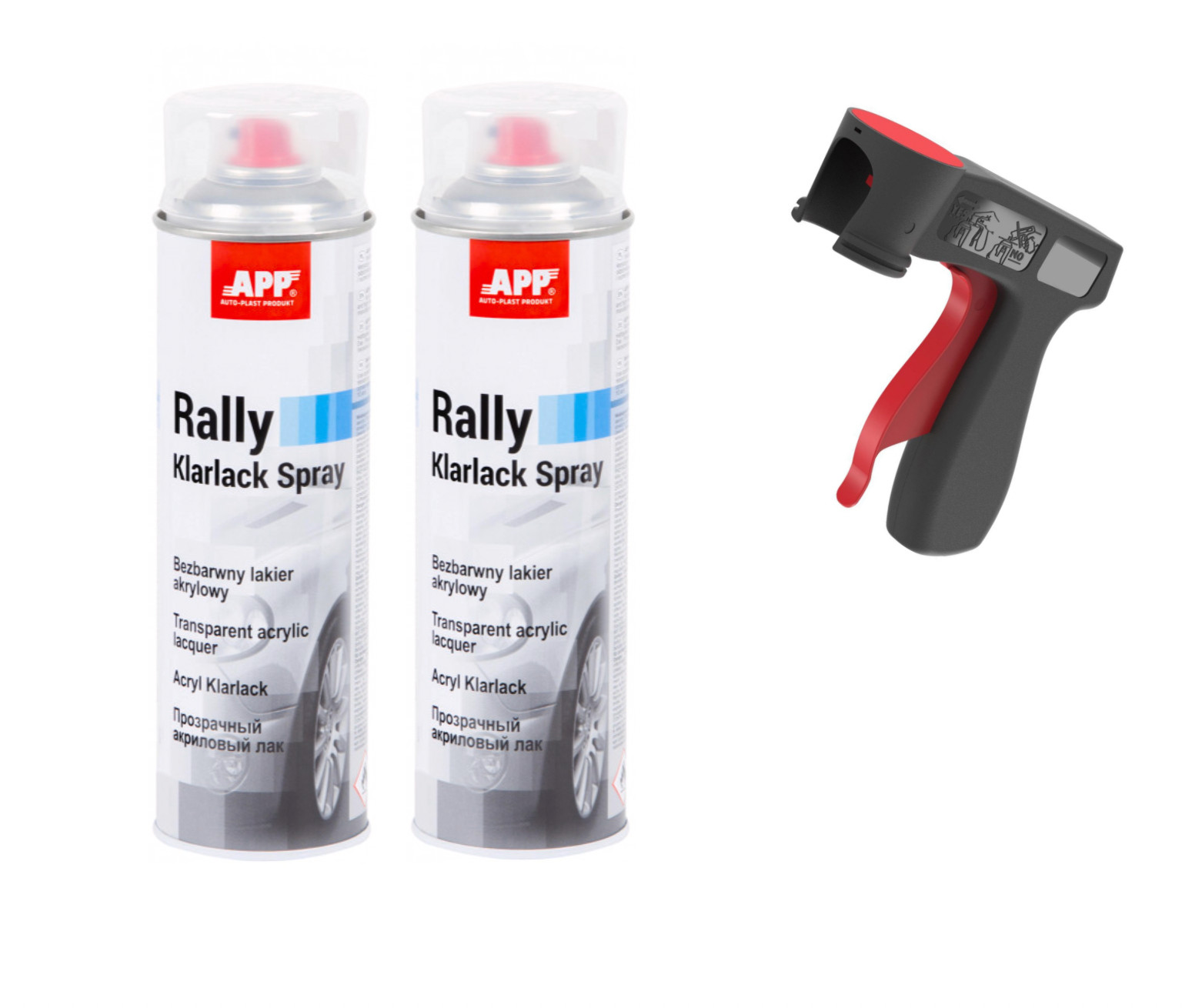 Vernis peinture auto APP en aérosol de 500ml avec poignée de pulvérisation