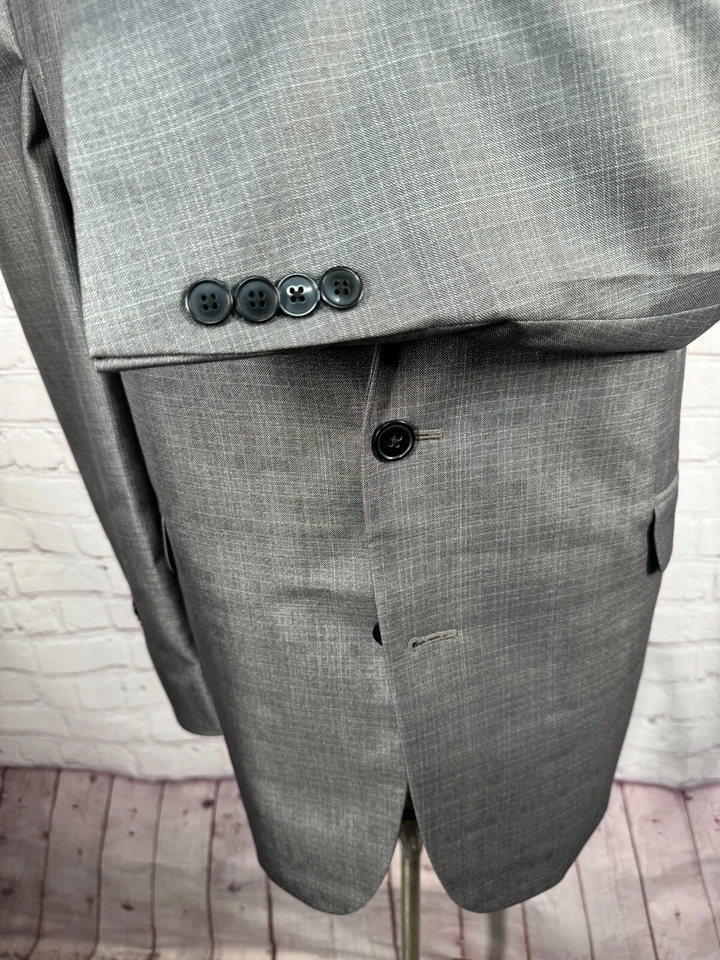 STRUCTURE Mens Gray BIG & TALL ATHLETIC FIT Check Sport Coat Blazer Jacket 48L - Image 4 of 4