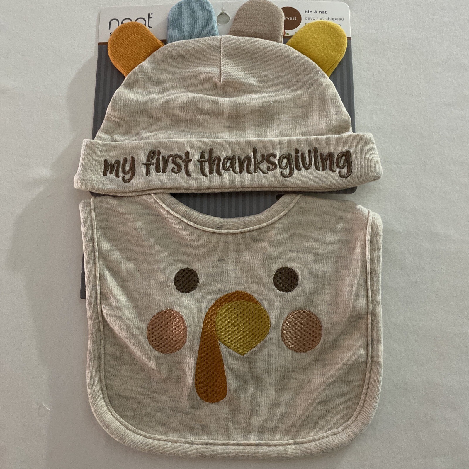 Neat Solutions 2 Bibs & Hat My First Thanksgiving Thankful For My Grandma ￼