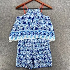 Lilly Pulitzer Womens Celyn Romper Size 0 Bomber Blue Get Trunky