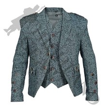 Gray Argyll Jacket Vest-Waistcoat 100 Wool Kilt Jacket- Ex Hire for Wedding