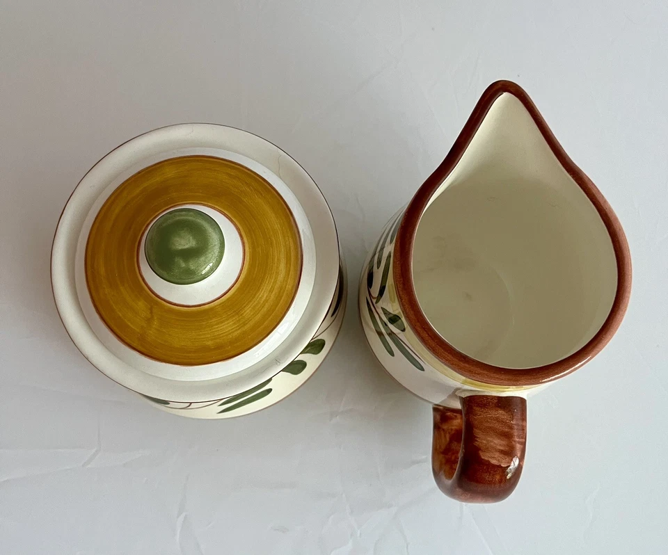 Crema y azucarero vintage de cerámica Gibson Catalonia con tapa Foto 4 de 4