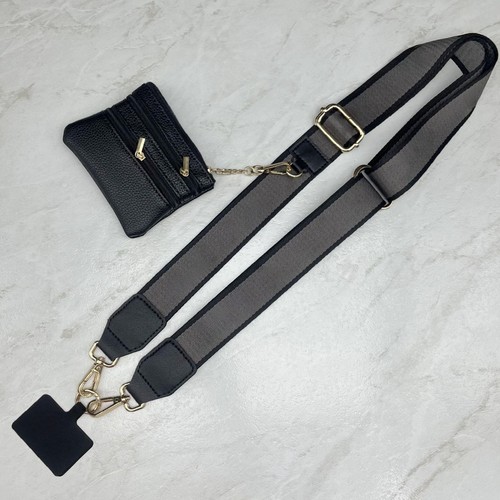 Sangle de téléphone avec pochette zippée écharpe réglable sangle de téléphone sangle clip grande vente - Photo 2 sur 6