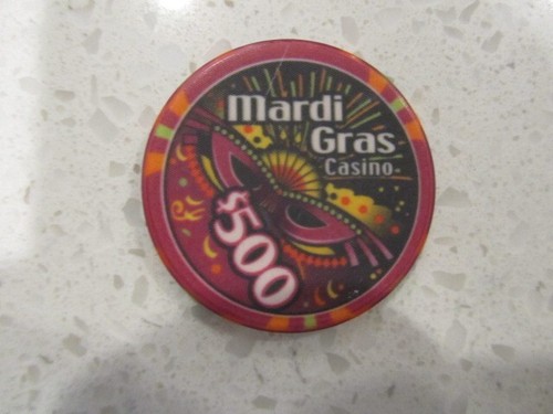 $500 Mardi Gras Casino Chip Mask Magenta Pink + FREE Las Vegas Poker Chip