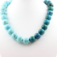 Steine Und MinéRaux. Halskette Perlen Howlith TüRkis + Chrysocolla GetöNte 8 M