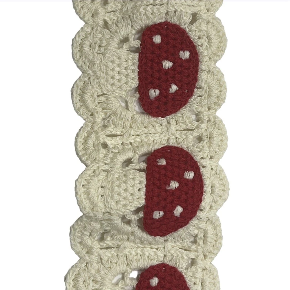 BANDA PARA LA CABEZA DE GANCHILLO ENVOLTURA Vintage-Look HOBO HIPPIE Setas Crema Blanco Rojo Foto 4 de 4