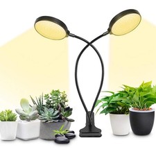 30W 2 Heads LED Grow Light 3Mode Full Spectrum Clipon Indoor Veg Bloom Lamp