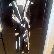 SHEIN Black Patterned Wrap Style Midi Dress Size Large