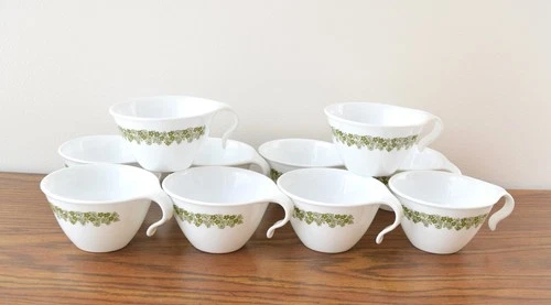 Set of 10 Vintage Corelle Crazy Daisy Spring Blossom Hook Handle Coffee/Tea Cups