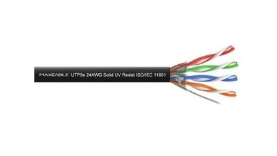 UTP5 Kabel Draht CCA 305m UV schwarz MAXCABLE 005534