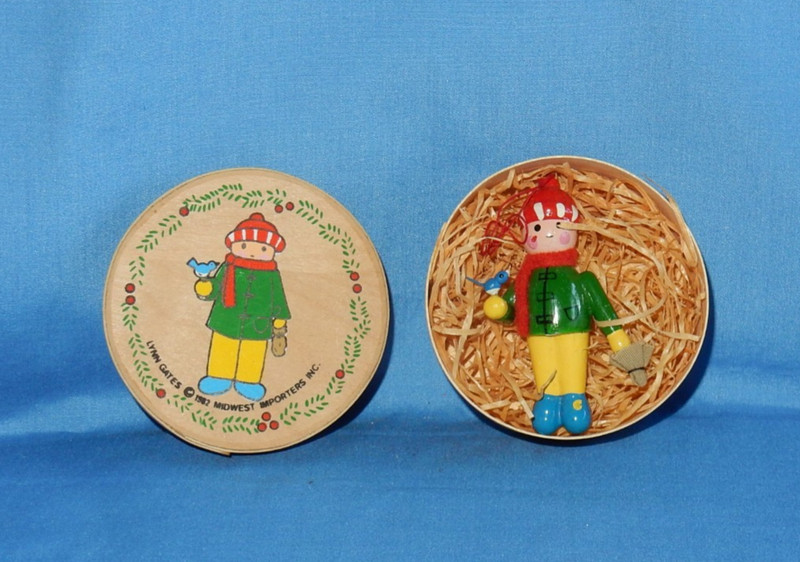 Midwest Importers Lynn Gates 1982 Wood Box & Christmas Ornament