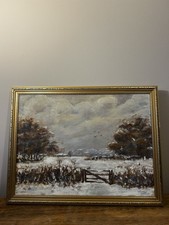 Original Oil On Board Painting Winter Landscape Signed By G Webb